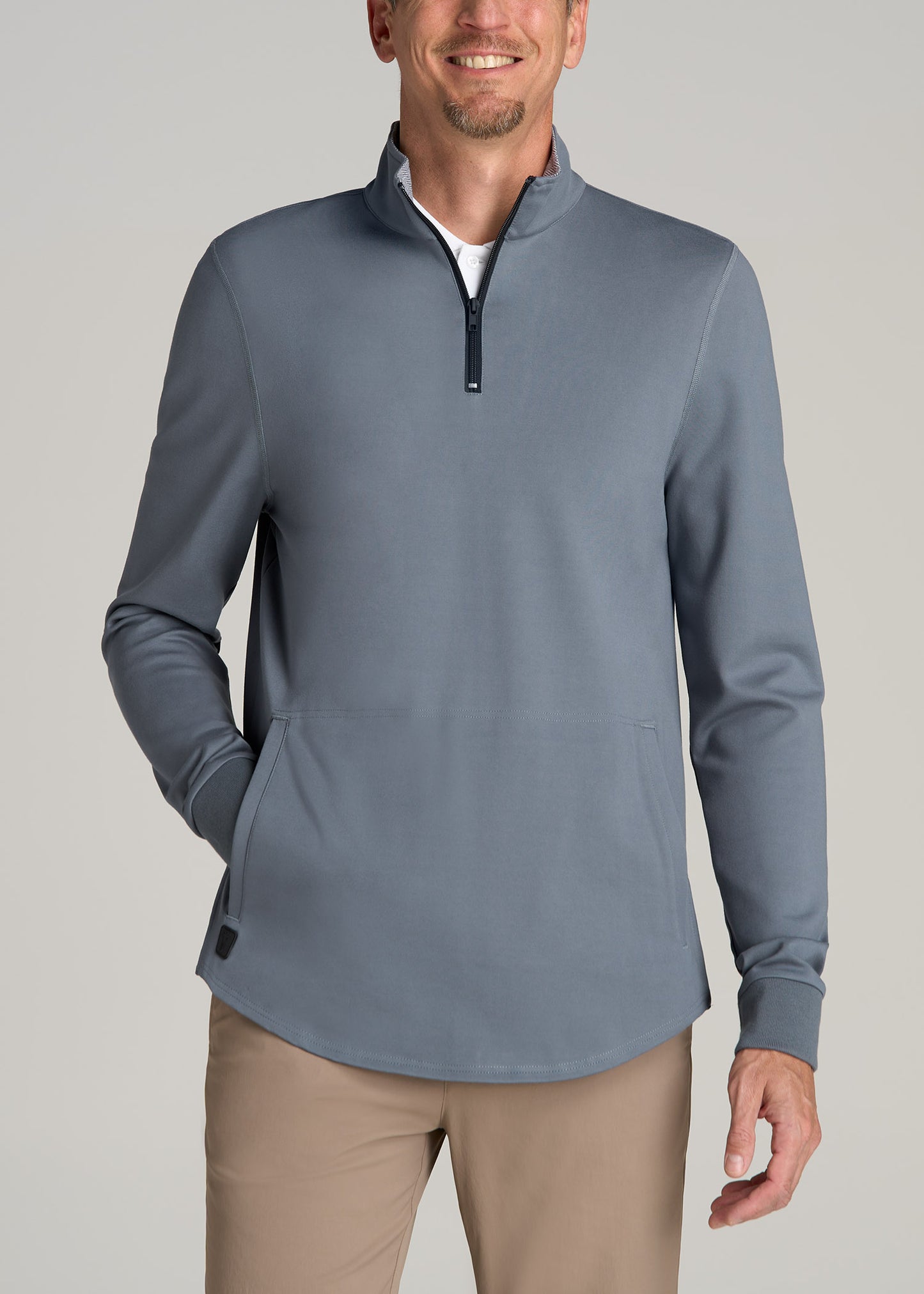 Fairway Popover Tall Men's Sweatshirt in Smoky Blue