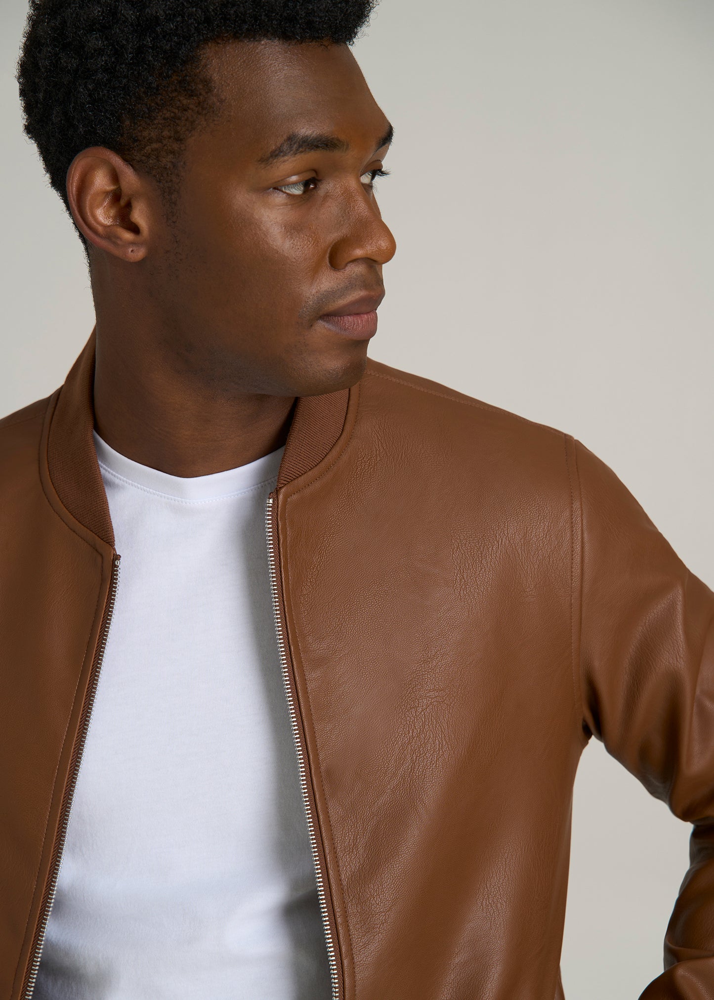 Faux Leather Bomber Jacket for Tall Men American Tall