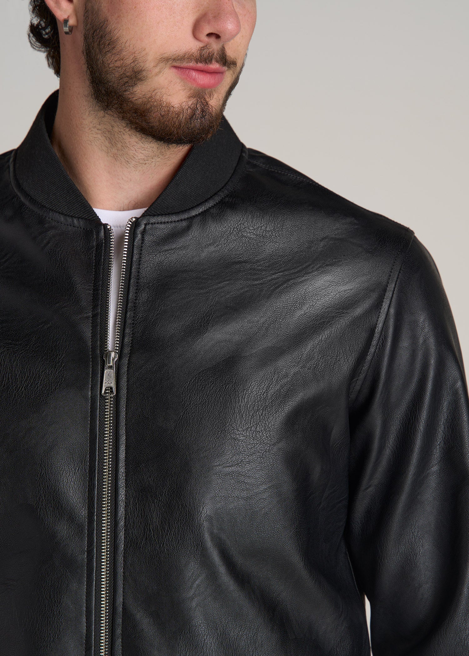 Bomber Jacket Mens Vegan Faux Leather Jacket Faux Leather Bomber