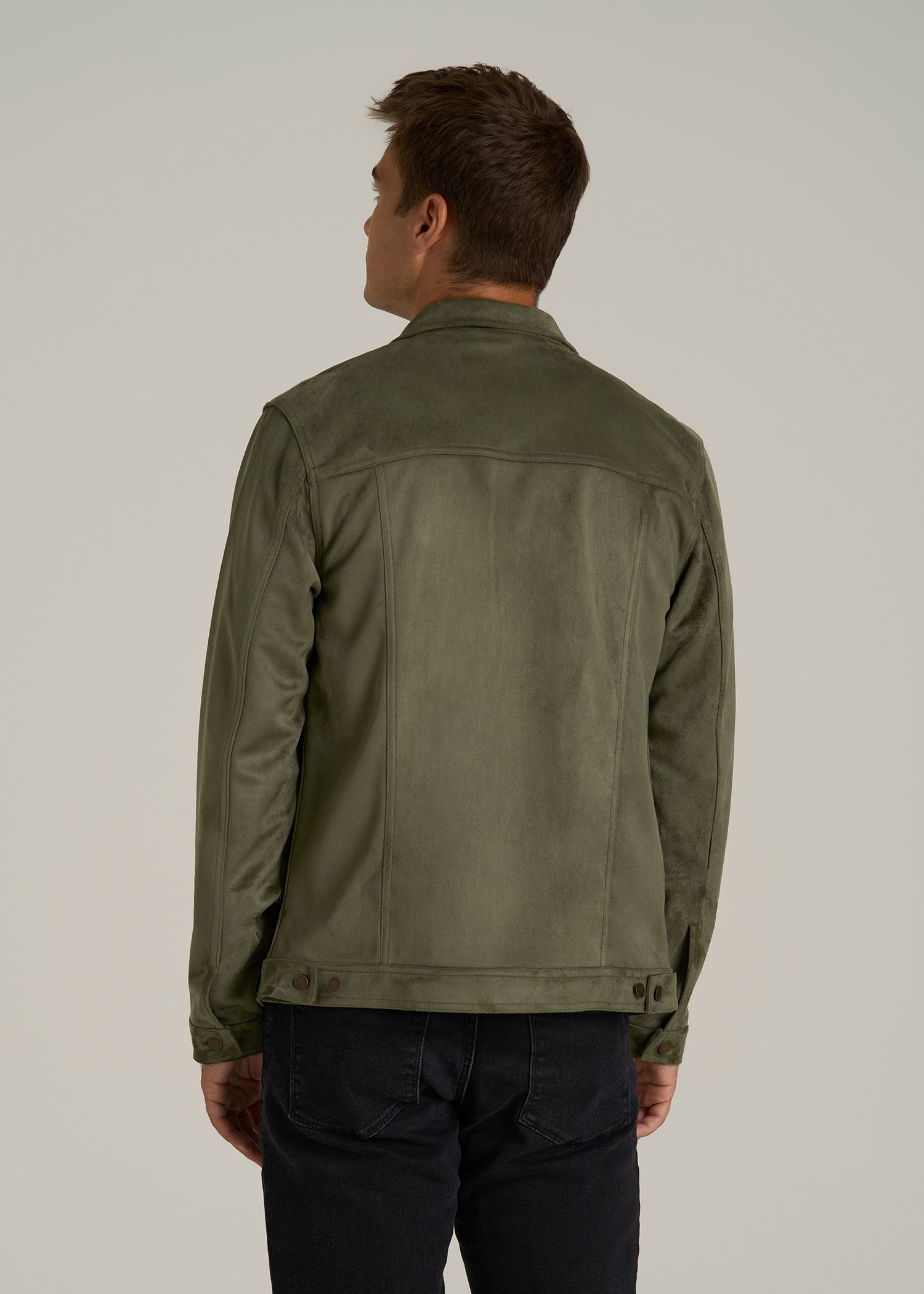 True Touch Suede Trucker Jacket for Tall Men in Forest Night