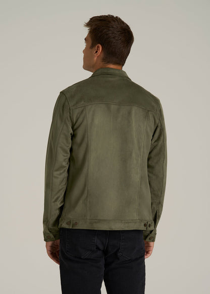True Touch Suede Trucker Jacket for Tall Men in Forest Night