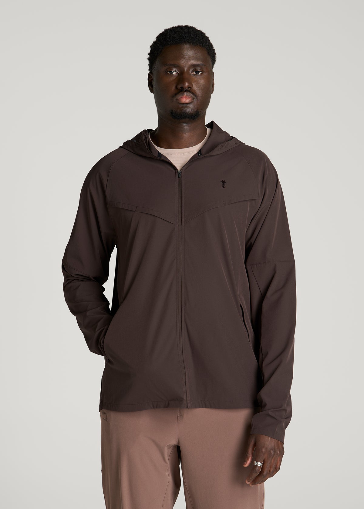 Featherweight Full-Zip Hooded Jacket for Tall Men in Espresso