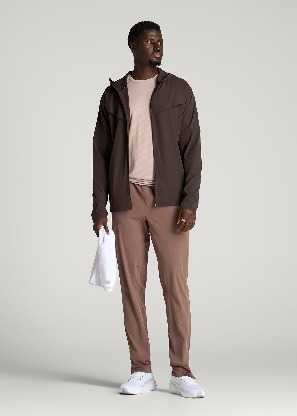 Featherweight Full-Zip Hooded Jacket for Tall Men in Espresso