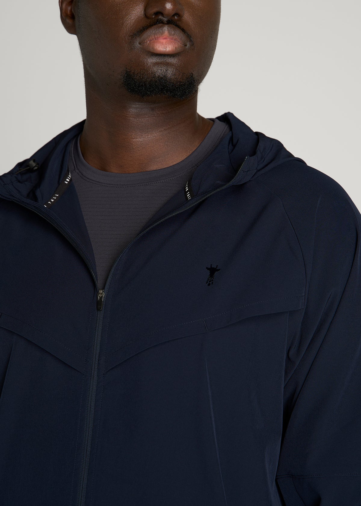 Featherweight Full-Zip Hooded Jacket for Tall Men in Royal Navy