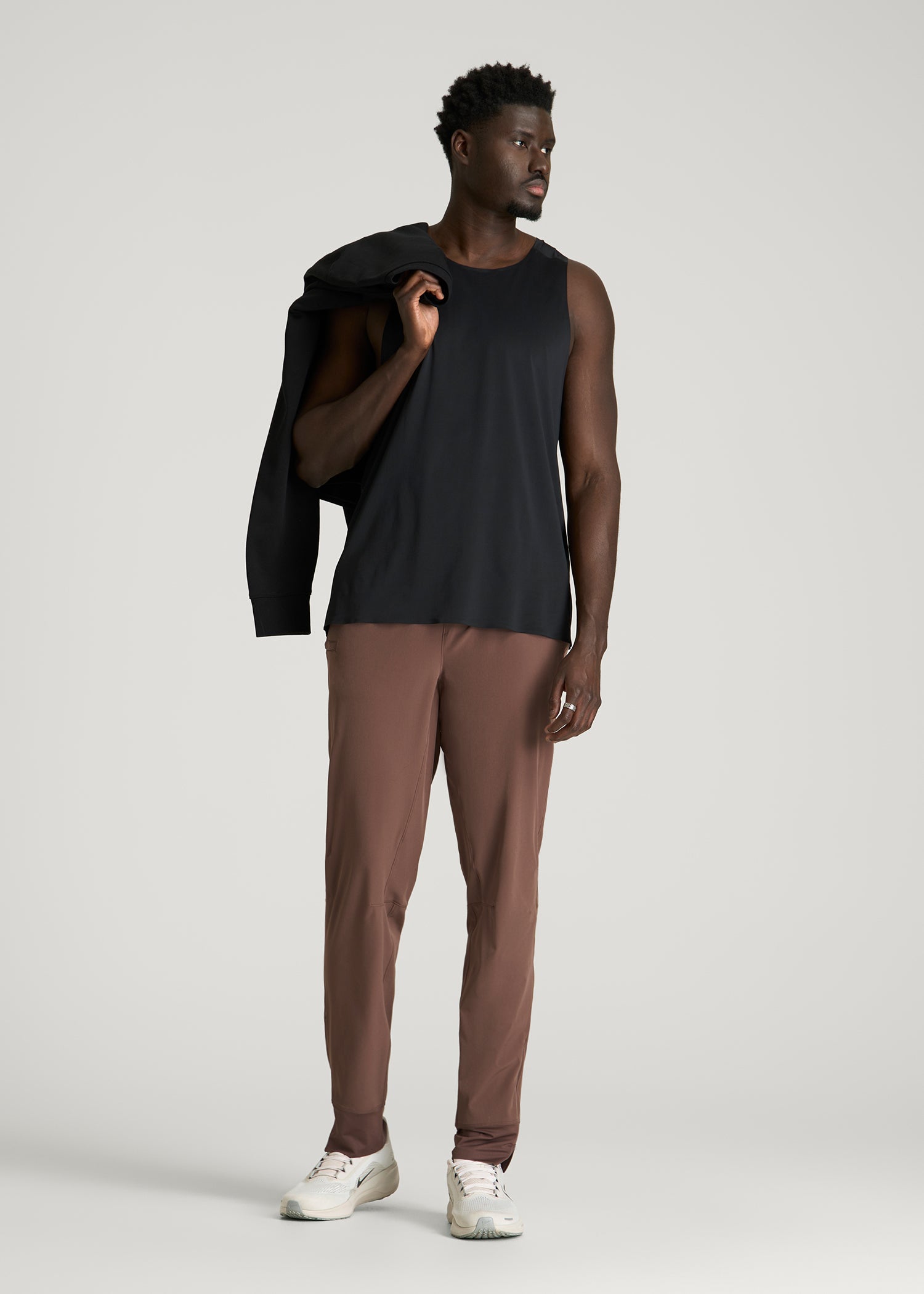 Featherweight Perforated Training Joggers for Tall Men in Coffee Quartz