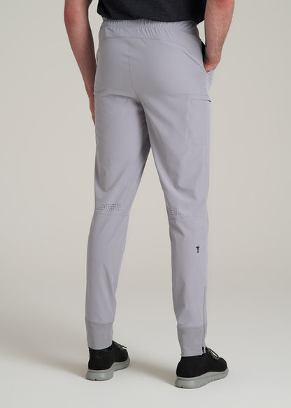 Featherweight Perforated Training Joggers for Tall Men in Light Grey