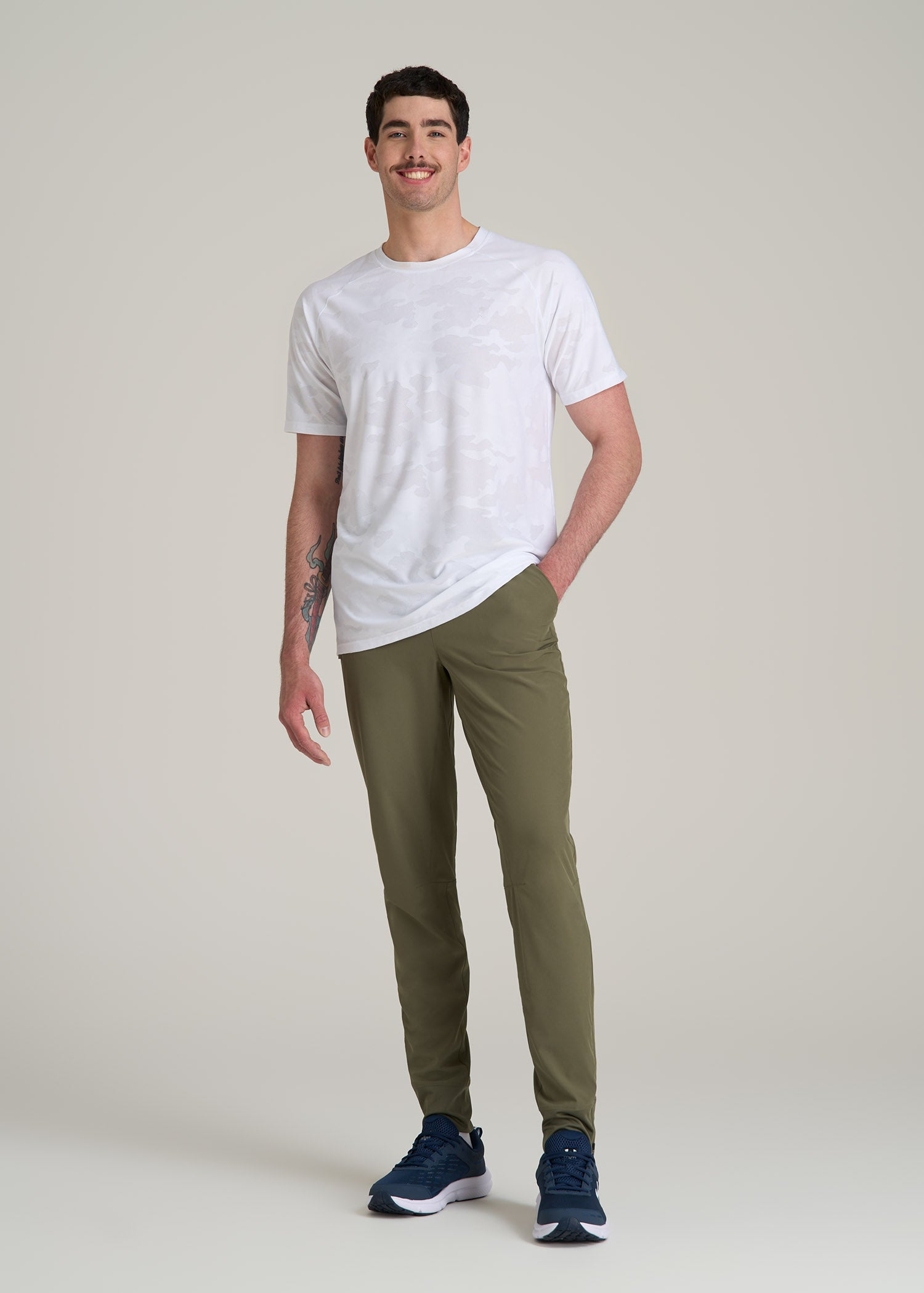 Featherweight Perforated Training Joggers for Tall Men in Olive