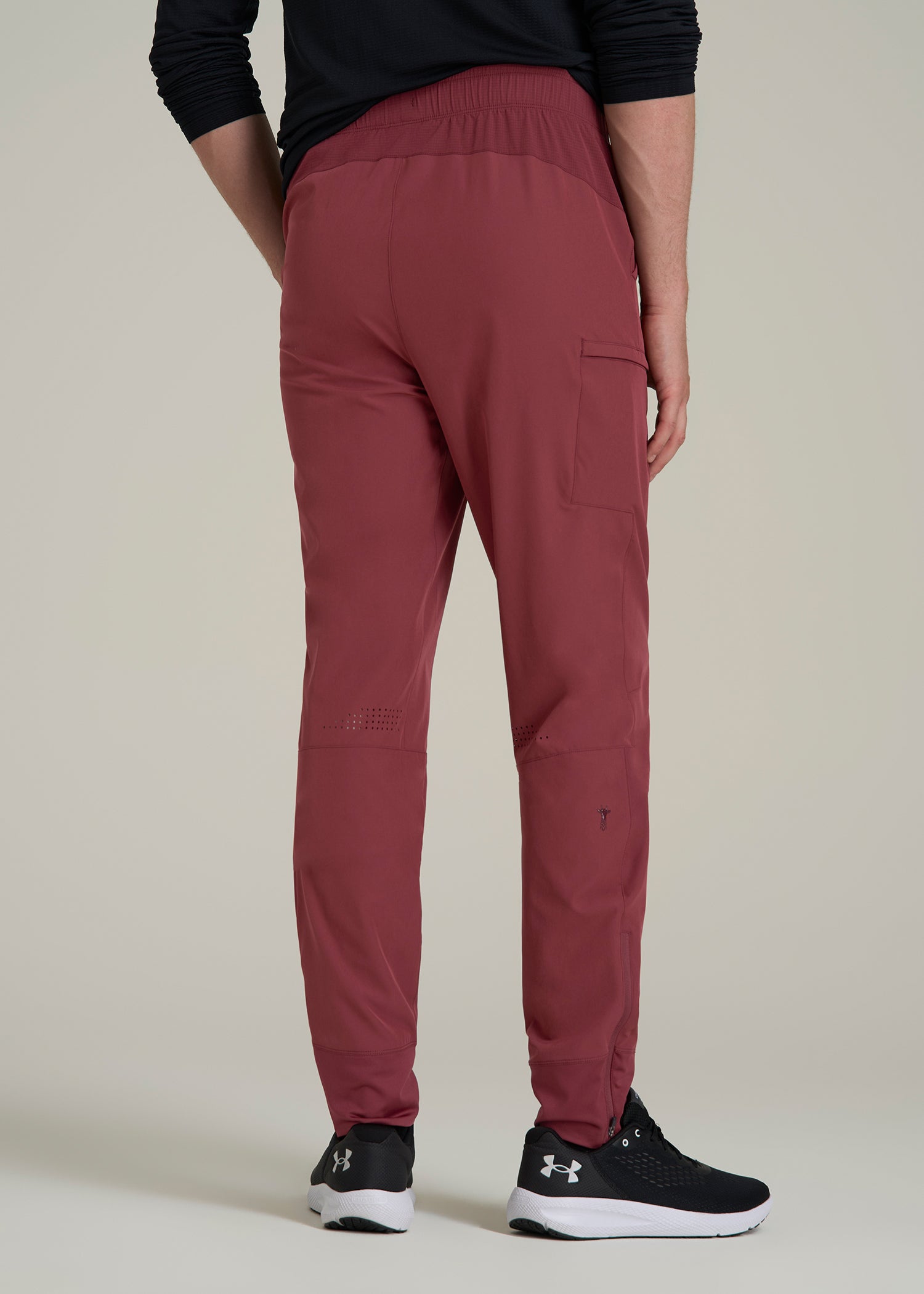 Featherweight Perforated Training Joggers for Tall Men in Oxblood Red