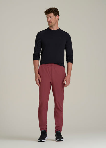 Featherweight Perforated Training Joggers for Tall Men in Oxblood Red