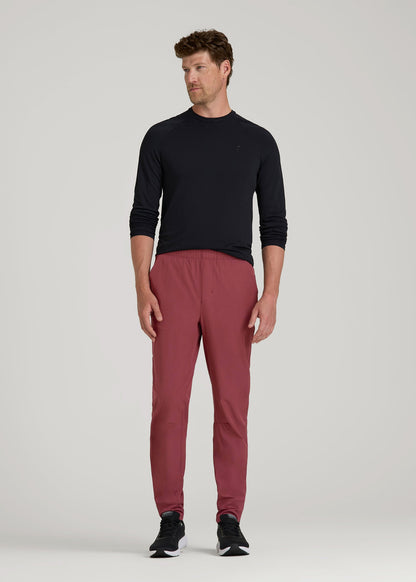 Featherweight Perforated Training Joggers for Tall Men in Oxblood Red