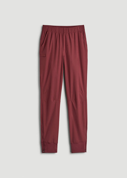 Featherweight Perforated Training Joggers for Tall Men in Oxblood Red