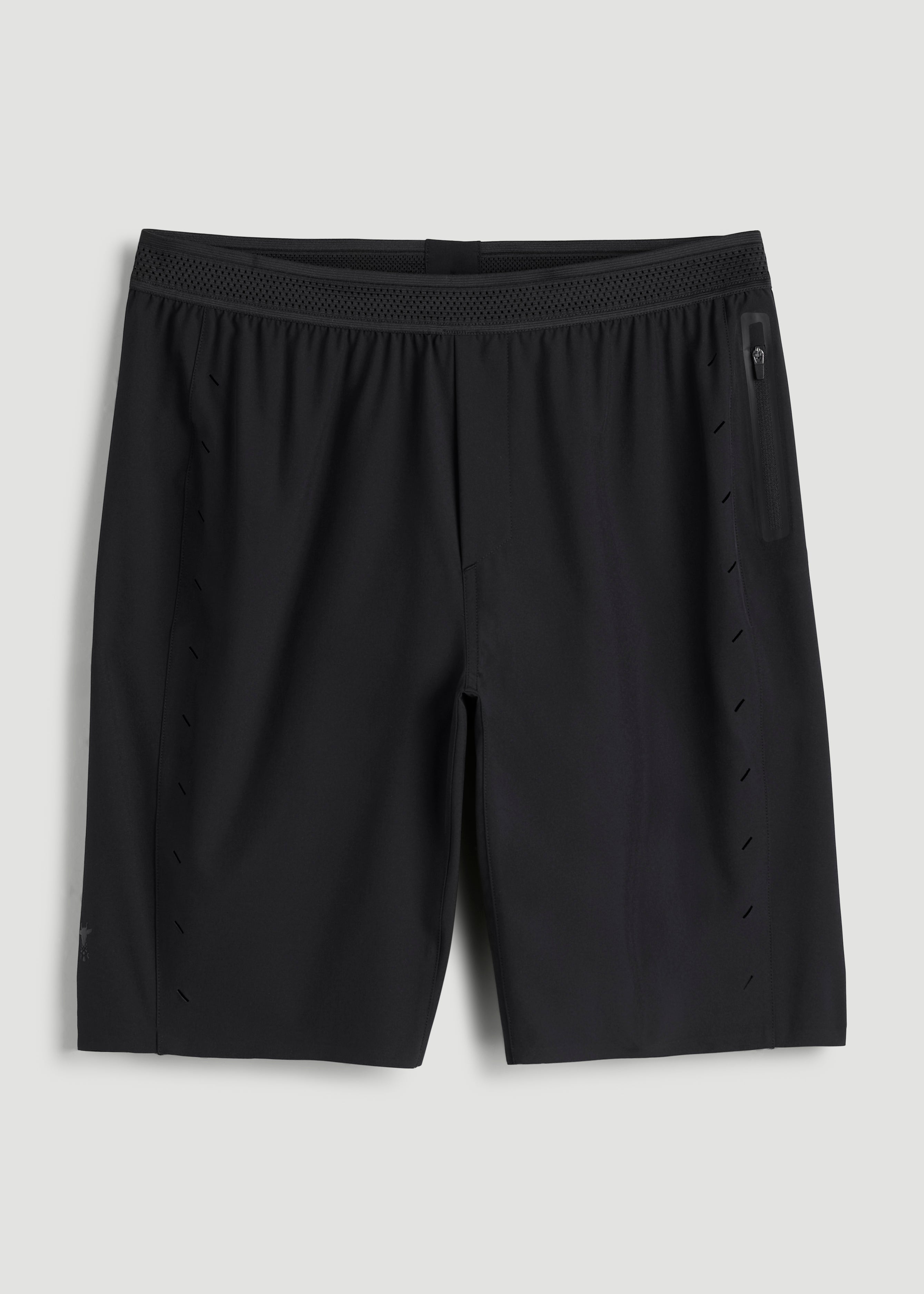 Featherweight Perforated Training Shorts for Tall Men in Black
