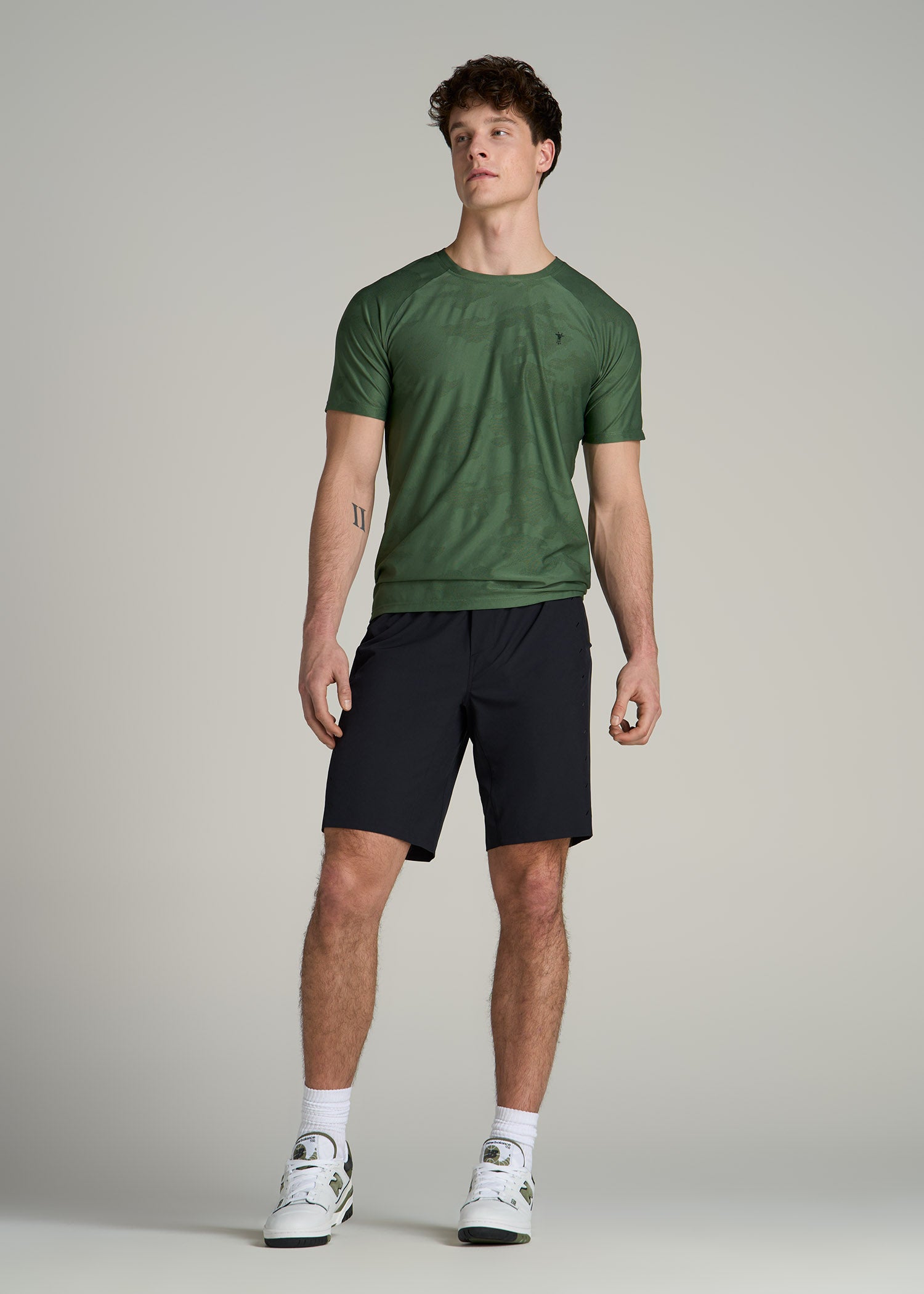 Featherweight Perforated Training Shorts for Tall Men in Black