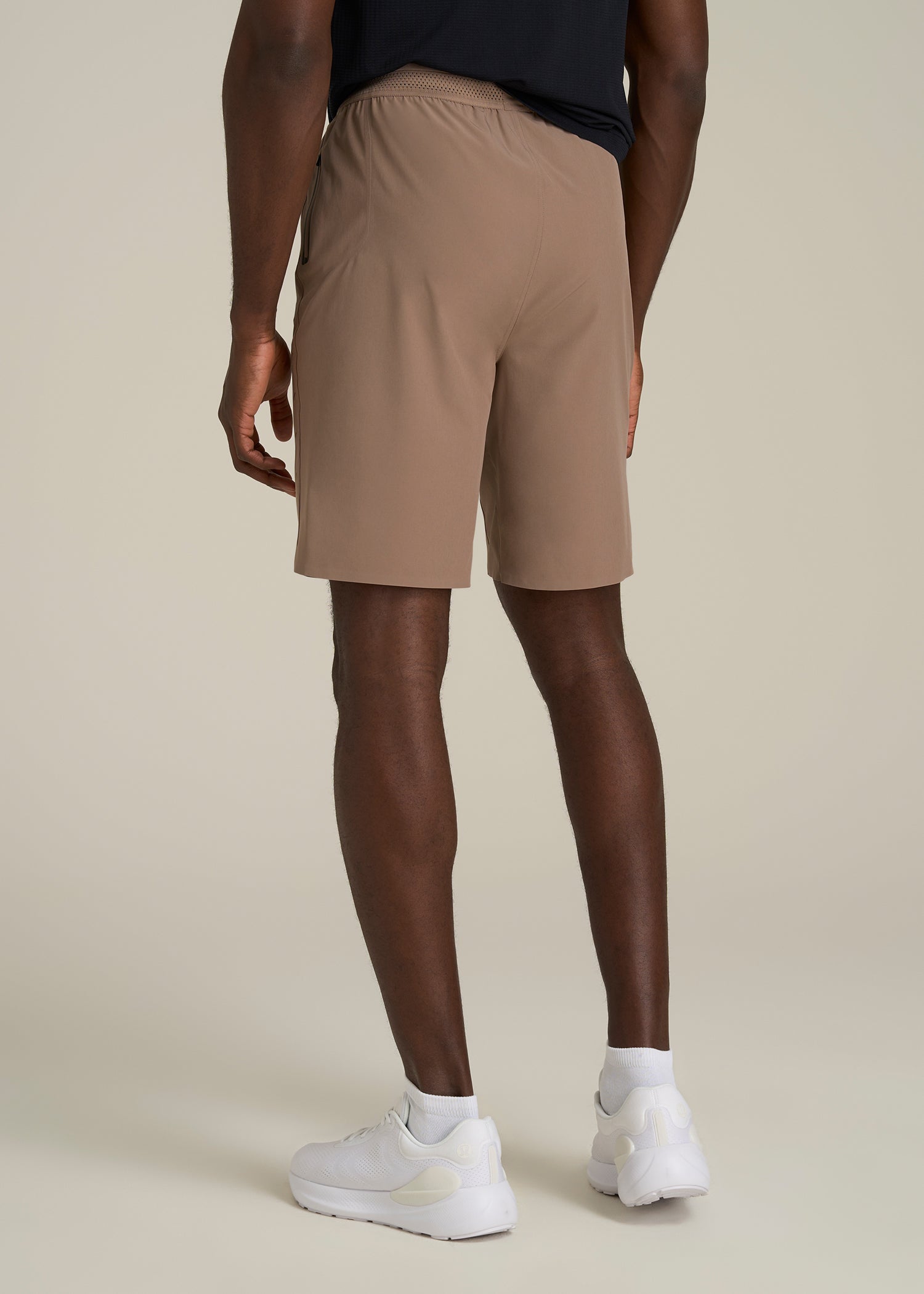 Featherweight Perforated Training Shorts for Tall Men in Dark Sand