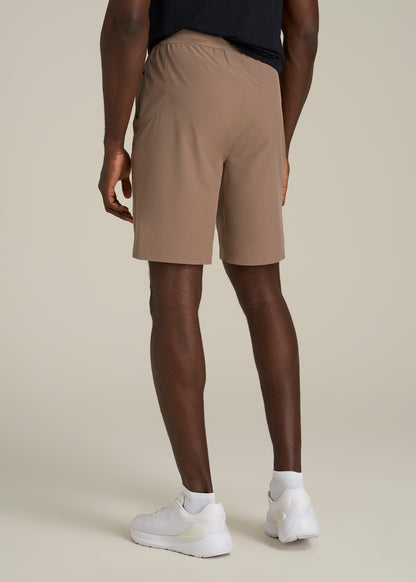 Featherweight Perforated Training Shorts for Tall Men in Dark Sand