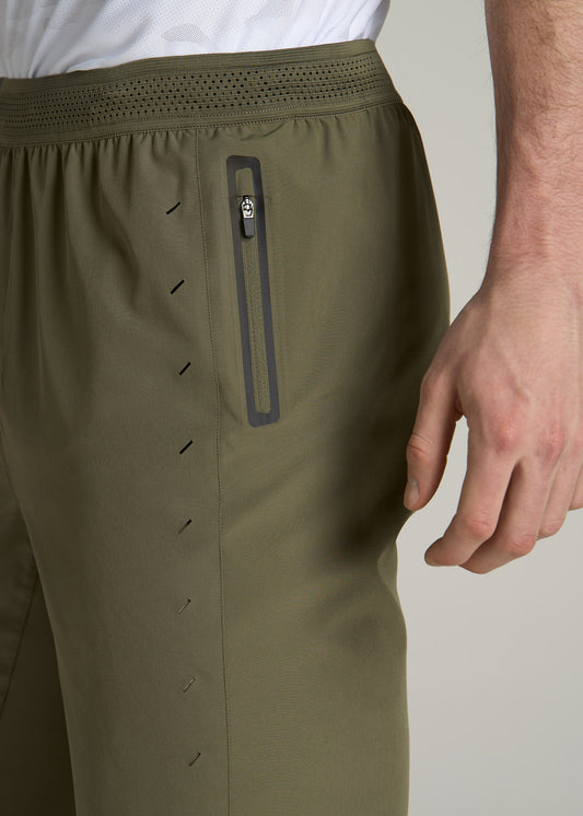 Featherweight Perforated Training Shorts for Tall Men in Olive