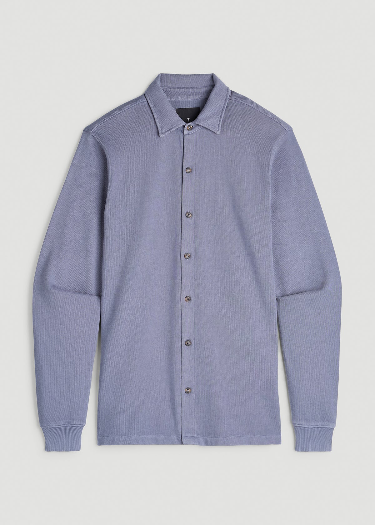 Field Knit Jersey Button Shirt for Tall Men in Blue Granite