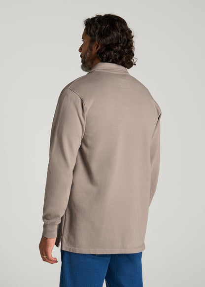Field Knit Jersey Button Shirt for Tall Men in Moon Rock