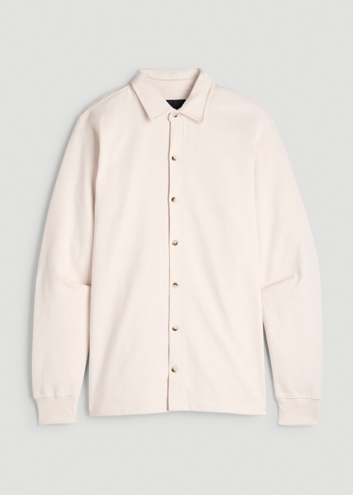 Field Knit Jersey Button Shirt for Tall Men in Parchment