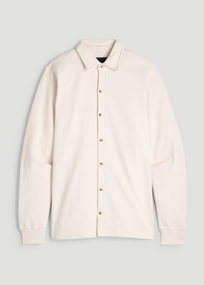 Field Knit Jersey Button Shirt for Tall Men in Parchment