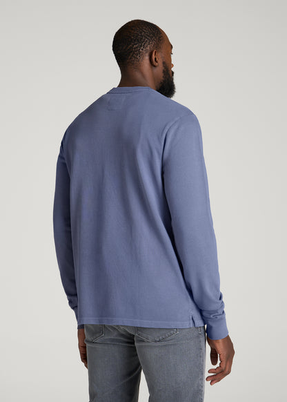 Field Knit Jersey Crewneck for Tall Men in Blue Granite