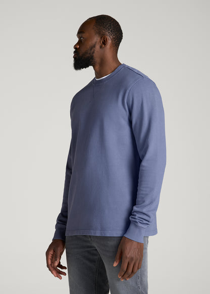 Field Knit Jersey Crewneck for Tall Men in Blue Granite