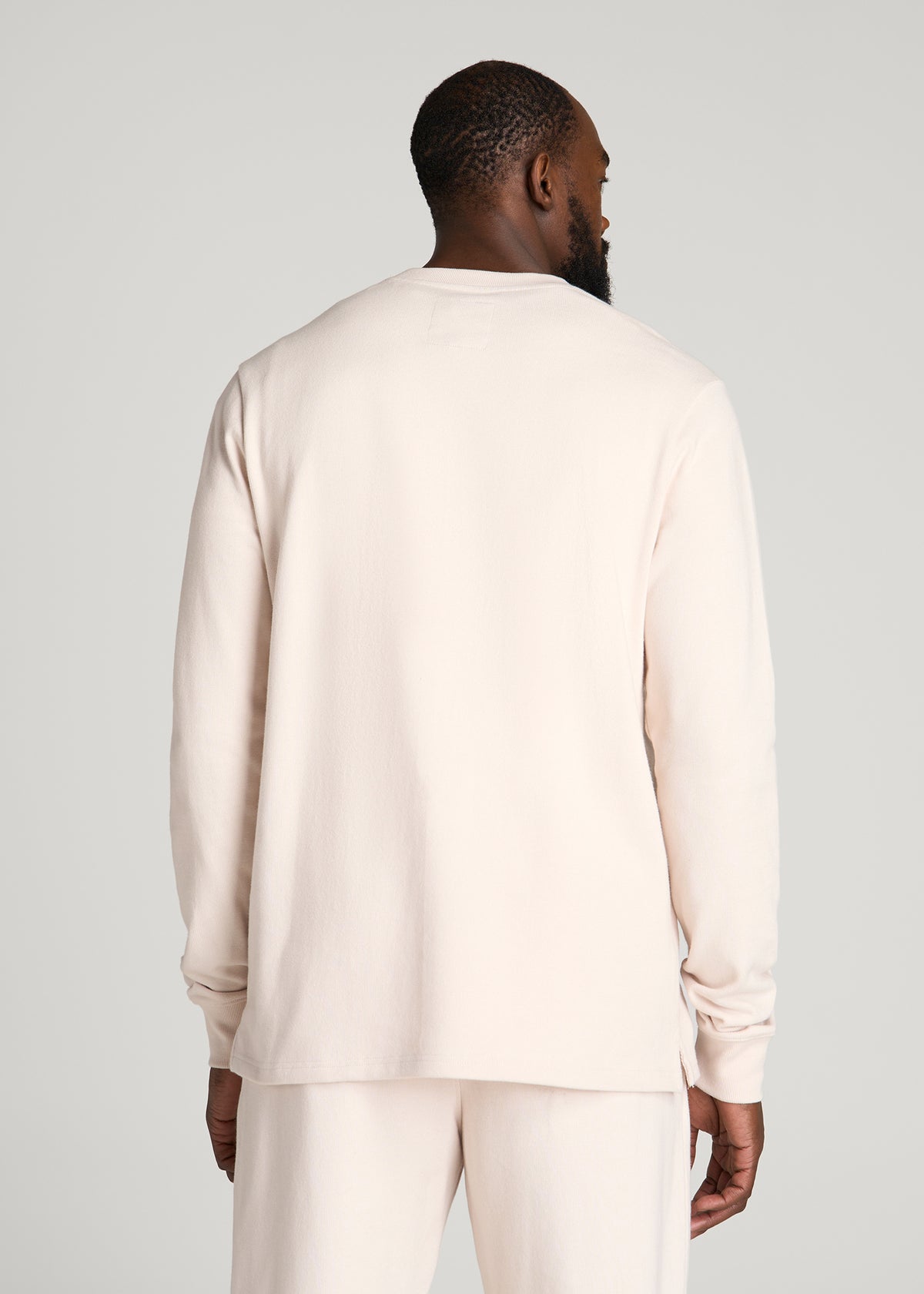 Field Knit Jersey Crewneck for Tall Men in Parchment