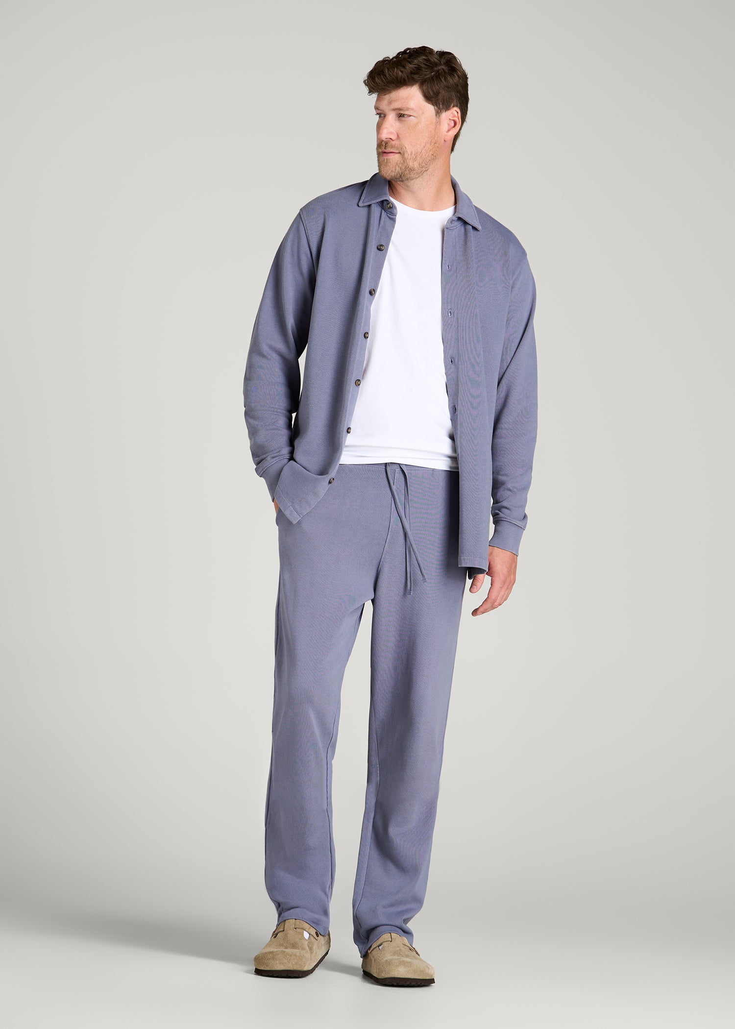 Field Knit Jersey Pull-on Pants for Tall Men in Blue Granite