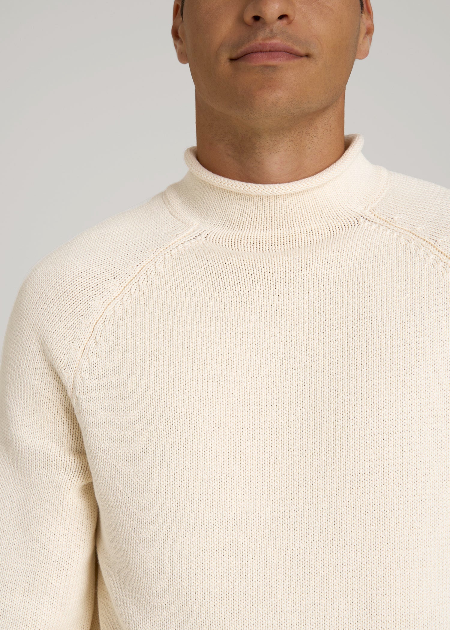 Fisherman Knit Rolled Mock Neck Sweater for Tall Men | American Tall