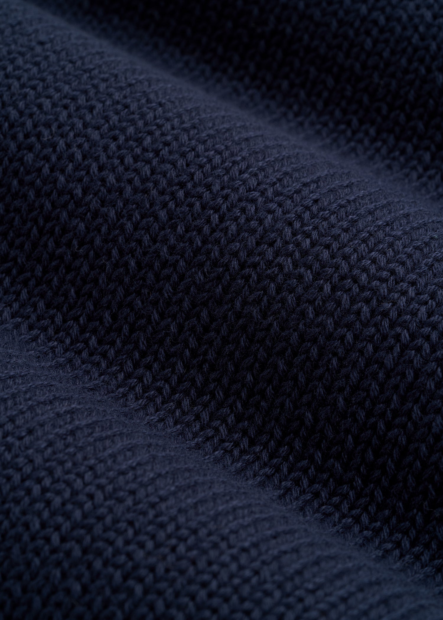 Fisherman Knit Rolled Mock Neck Sweater for Tall Men in Patriot Blue