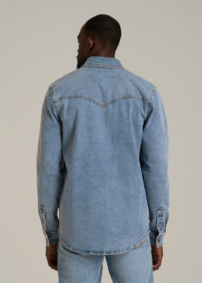 Western Denim Shirt for Tall Men in Heritage Faded