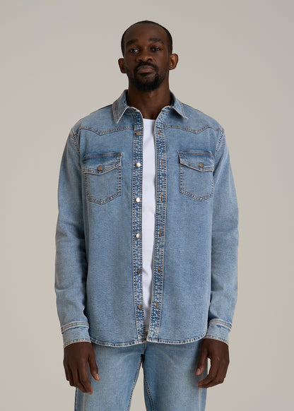 Western Denim Shirt for Tall Men in Heritage Faded
