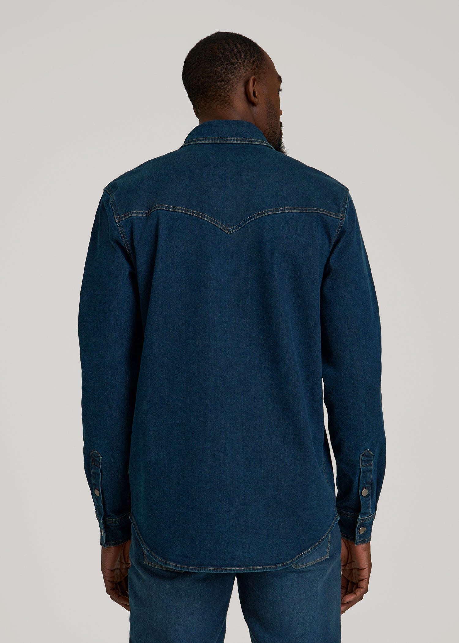Western Denim Shirt for Tall Men in Indigo Dusk L / Extra Tall / Indigo Dusk Western Denim Shirt for Tall Men in Indigo Dusk L / Extra Tall / Indigo Dusk