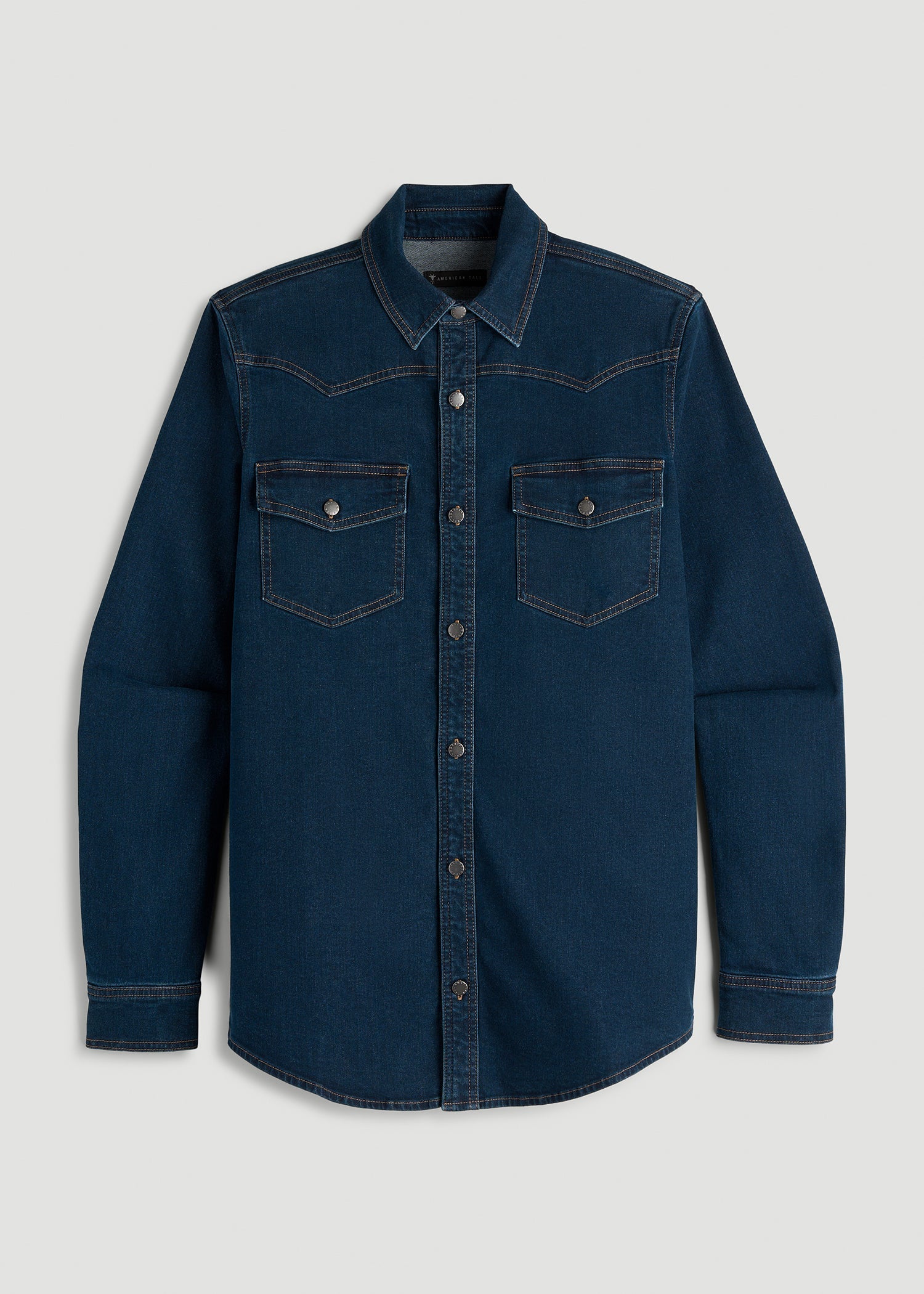 men's denim dress shirt Western Denim Shirt for Tall Men in Indigo Dusk XL / Extra Tall / Indigo Dusk