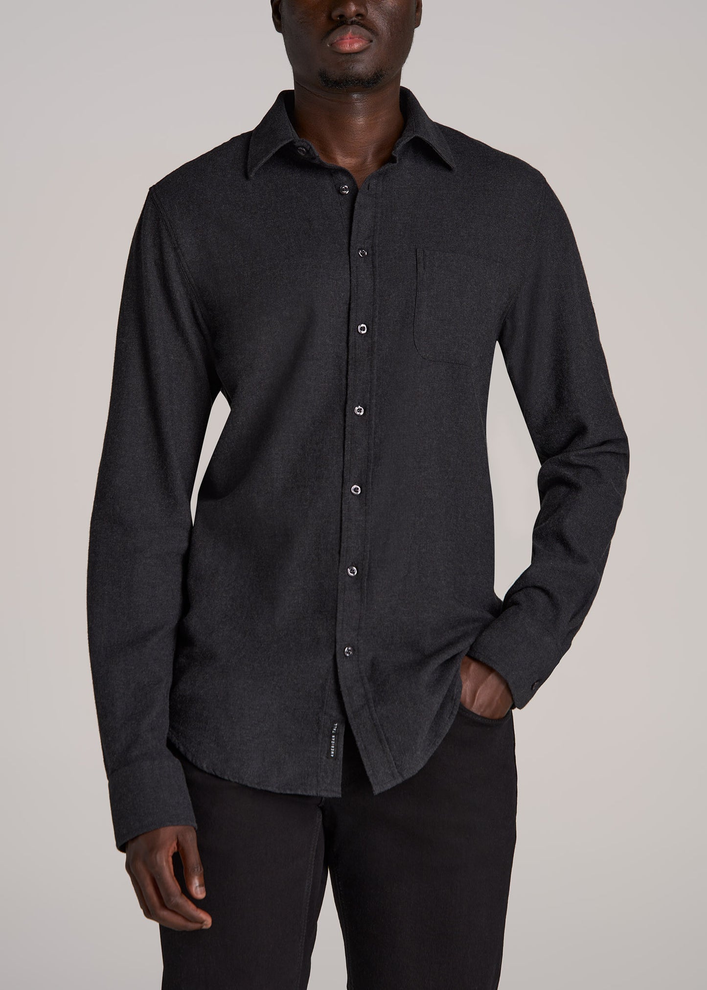 Nelson Flannel Shirt for Tall Men in Charcoal Mix
