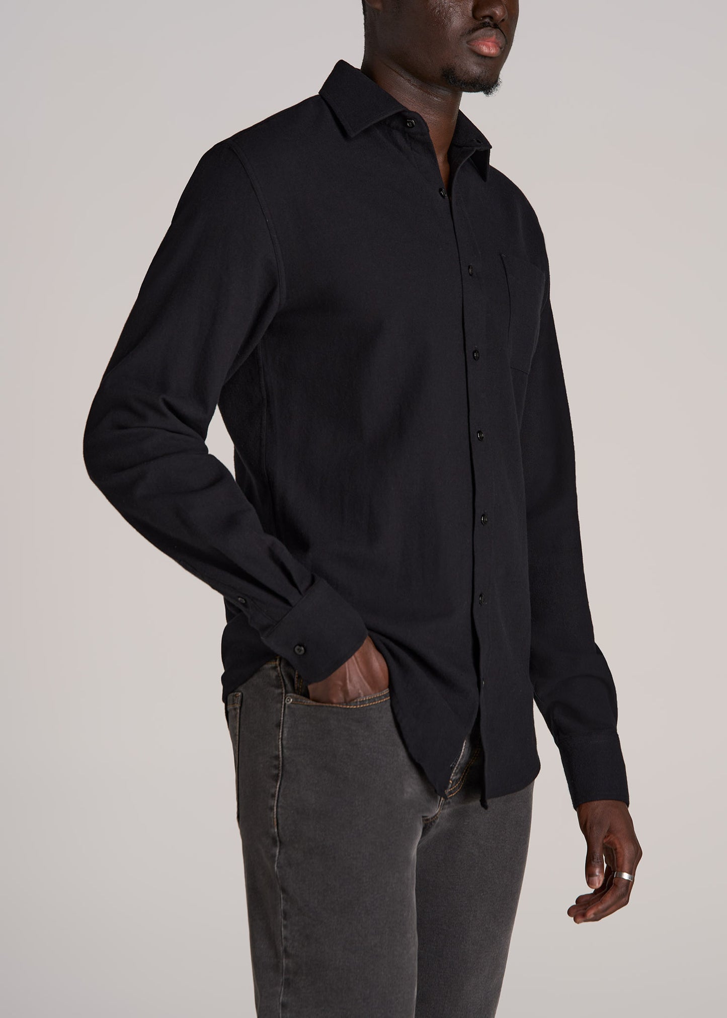 Nelson Flannel Shirt for Tall Men in Black