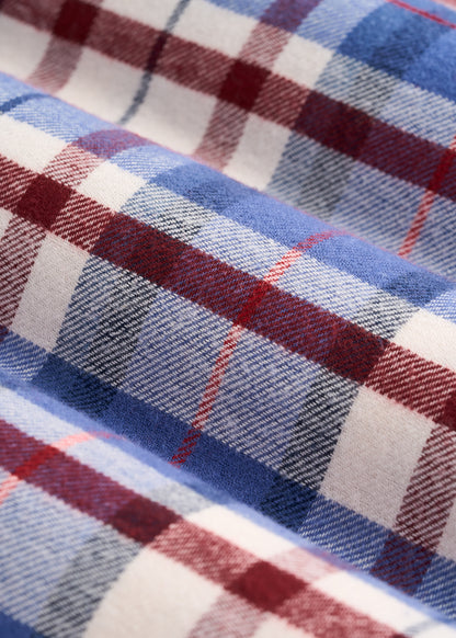 Flannel Pajama Pants for Tall Men in Cobalt and Red Plaid