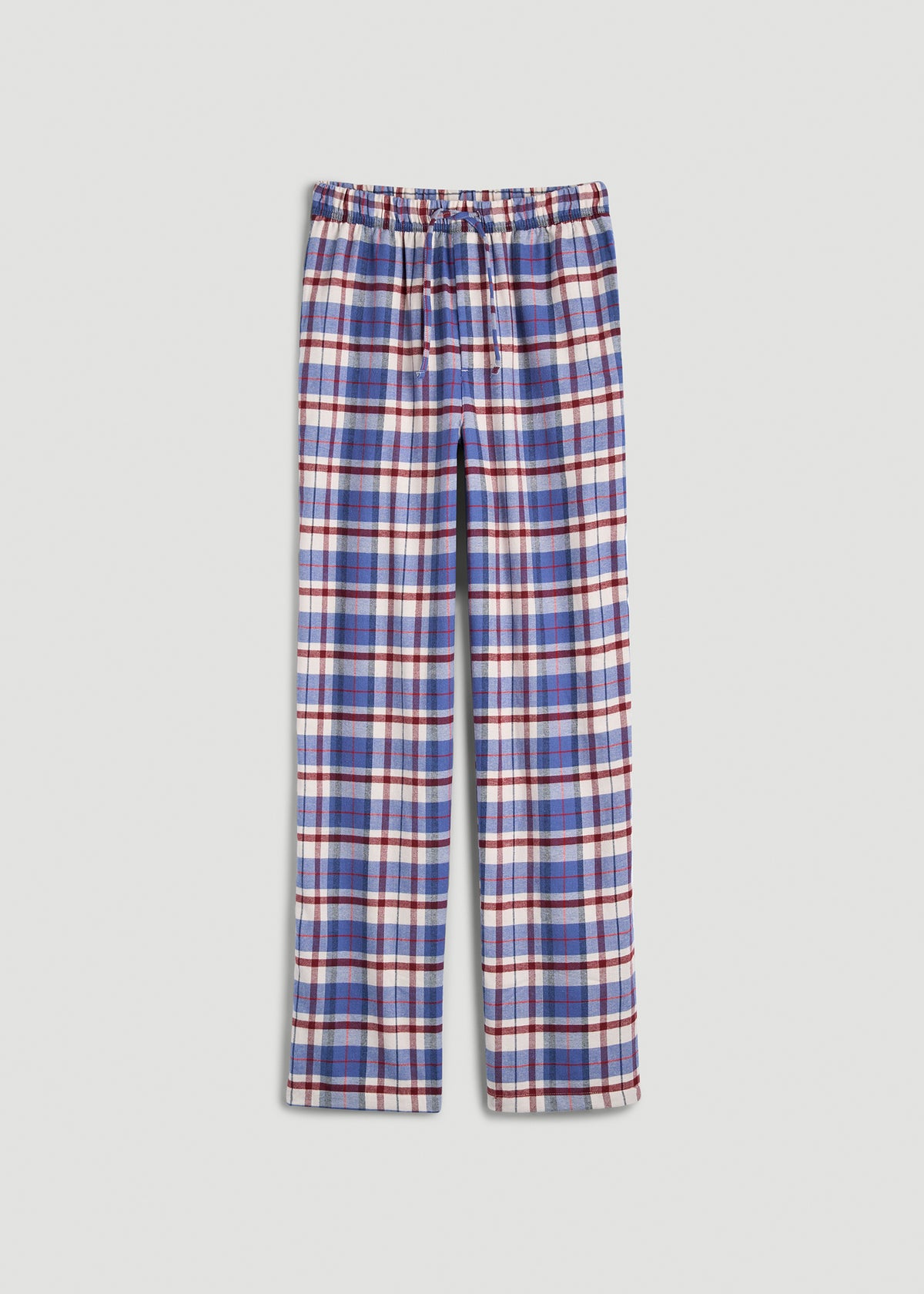Flannel Pajama Pants for Tall Men in Cobalt and Red Plaid