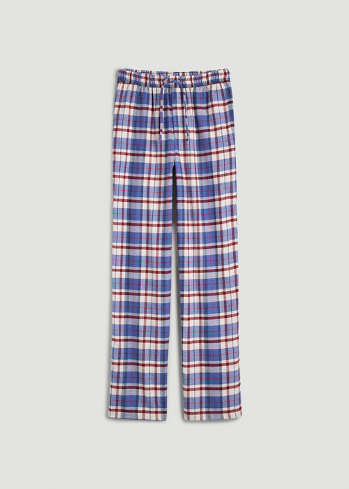 Flannel Pajama Pants for Tall Men in Cobalt and Red Plaid