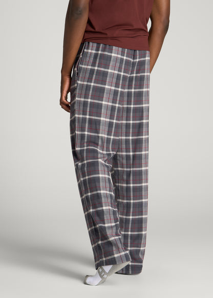 Flannel Pajama Pants for Tall Men in Grey Plaid