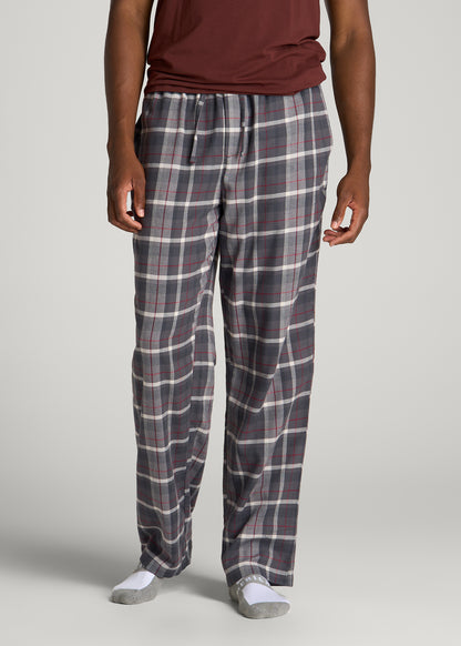 Flannel Pajama Pants for Tall Men in Grey Plaid
