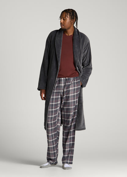 Flannel Pajama Pants for Tall Men in Grey Plaid