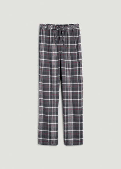 Flannel Pajama Pants for Tall Men in Grey Plaid