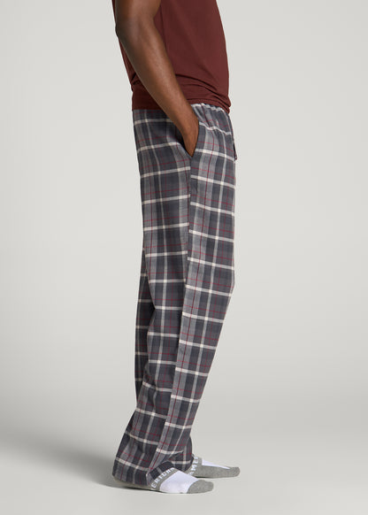 Flannel Pajama Pants for Tall Men in Grey Plaid
