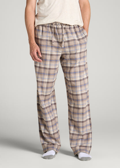 Flannel Pajama Pants for Tall Men in Moon Rock Plaid