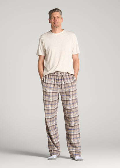 Flannel Pajama Pants for Tall Men in Moon Rock Plaid