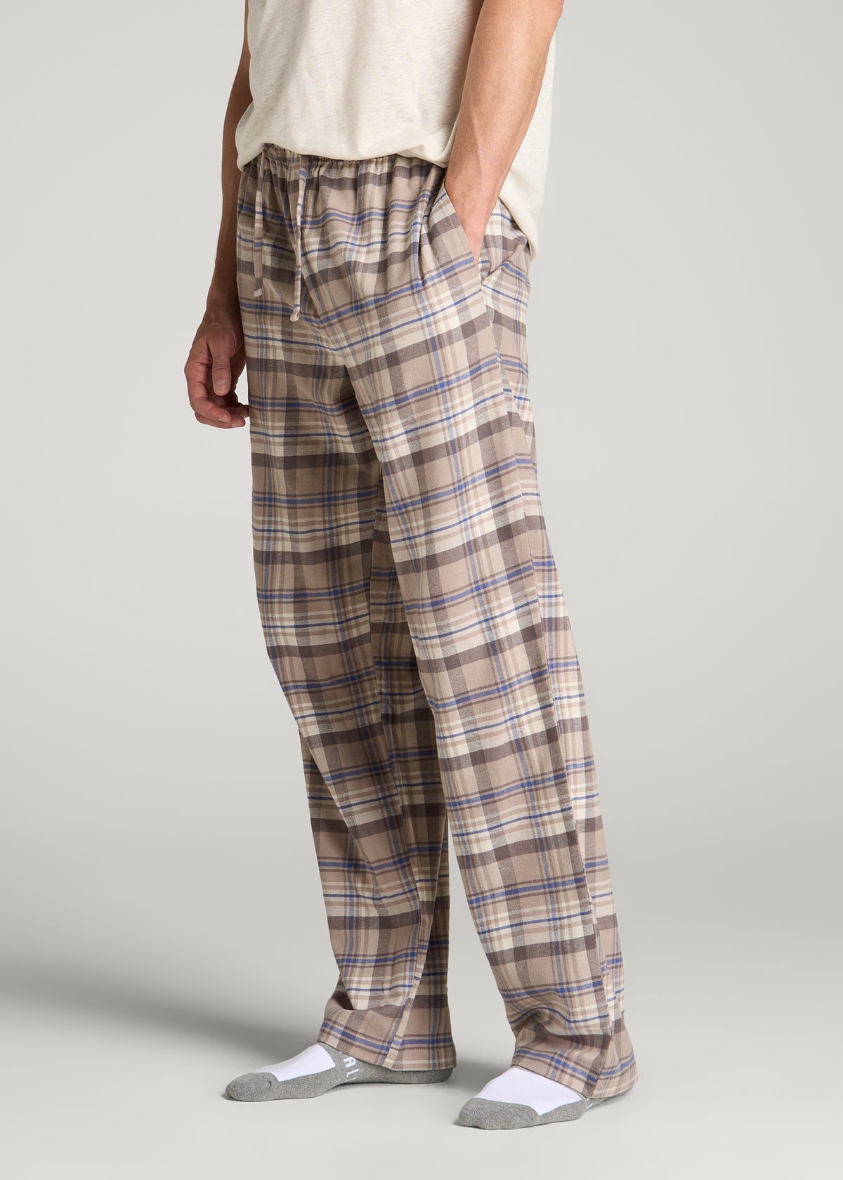Flannel Pajama Pants for Tall Men in Moon Rock Plaid