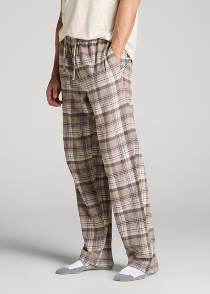 Flannel Pajama Pants for Tall Men in Moon Rock Plaid