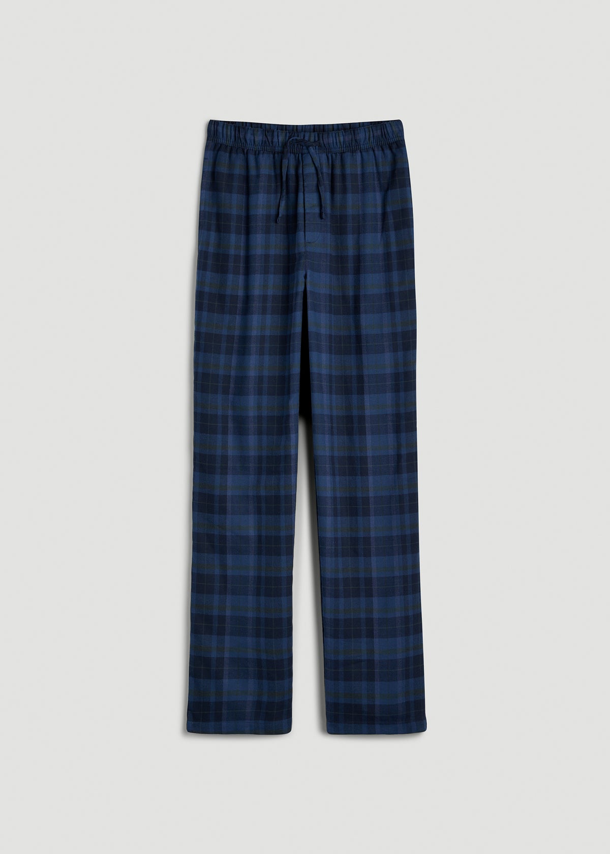 Flannel Pajama Pants for Tall Men in Navy and Green Plaid
