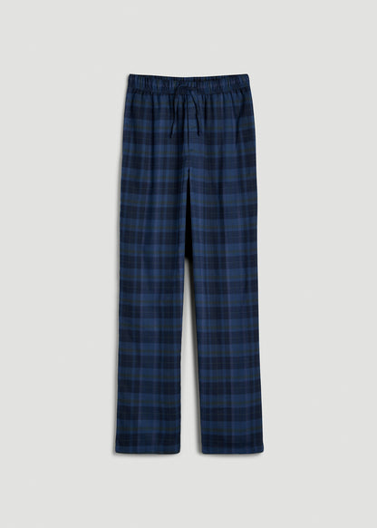 Flannel Pajama Pants for Tall Men in Navy and Green Plaid
